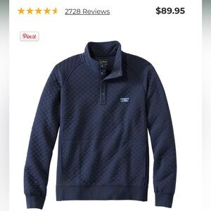 EUC L.L. Bean Men's Quilted Navy Half-Snap Pullover Sweater